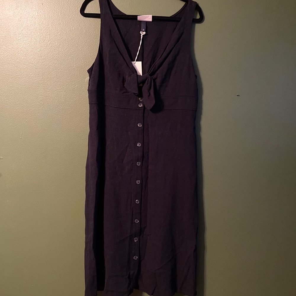 Black Full Length Buttons Dress